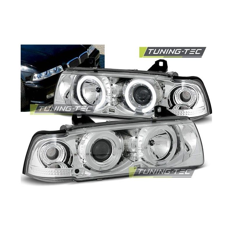 HEADLIGHTS ANGEL EYES CHROME fits BMW E36 12.90-08.99 S/C/T, Eclairage Bmw