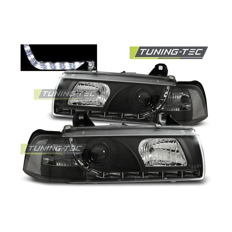 HEADLIGHTS DAYLIGHT BLACK fits BMW E36 12.90-08.99, Serie 3 E36 Berline/Compact