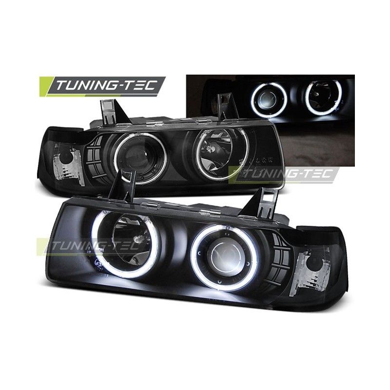 HEADLIGHTS ANGEL EYES CCFL BLACK fits BMW E36 12.90-08.99 S/C/T, Eclairage Bmw