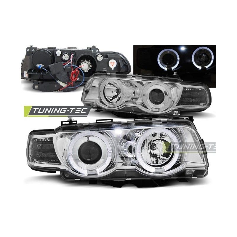 XENON HEADLIGHTS ANGEL EYES CHROME fits BMW E38 09.98-07.01, Serie 7 E38 