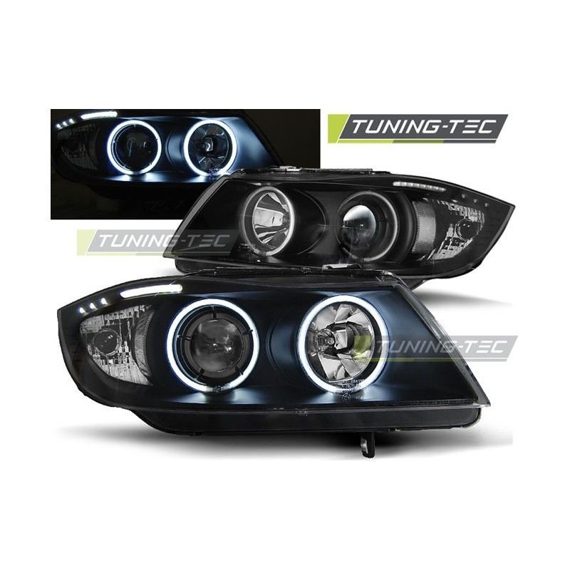 HEADLIGHTS ANGEL EYES CCFL BLACK fits BMW E90/E91 03.05-08.08, Serie 3 E90/E91