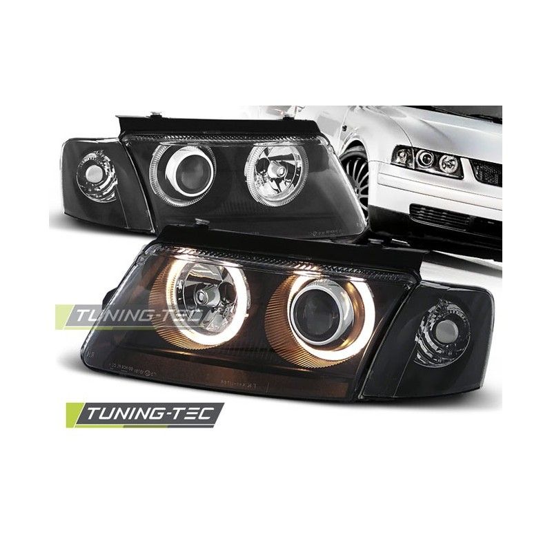 HEADLIGHTS ANGEL EYES BLACK fits VW PASSAT B5 3B 11.96-08.00, Passat B5 96-05