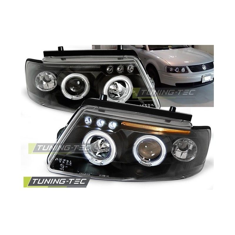 HEADLIGHTS ANGEL EYES BLACK fits VW PASSAT B5 3B 11.96-08.00, Passat B5 96-05