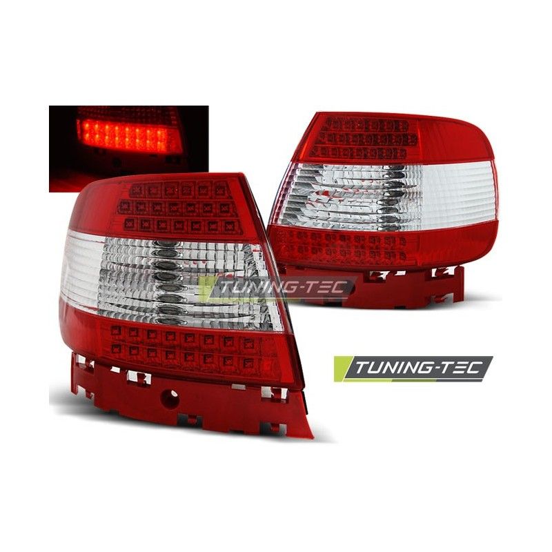 LED TAIL LIGHTS RED WHITE fits AUDI A4 11.94-09.00, A4 B5 94-01