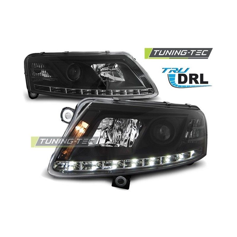 HEADLIGHTS TRUE DRL BLACK fits AUDI A6 C6 04.04-08, A6 4F C6 04-10