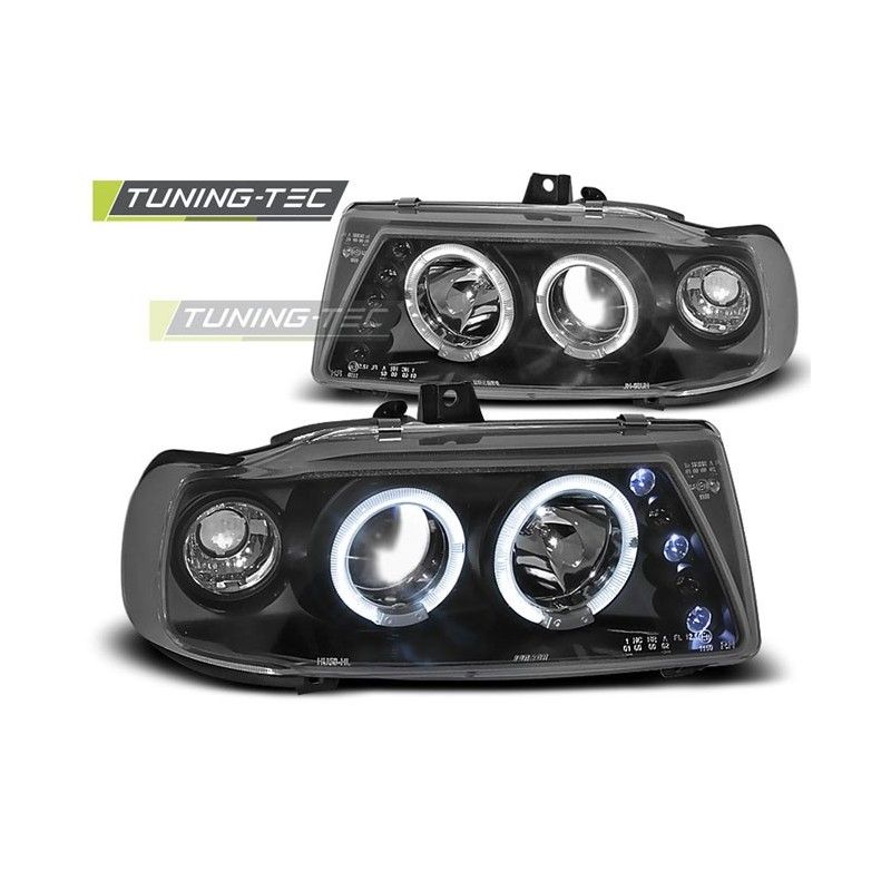 HEADLIGHTS ANGEL EYES BLACK fits SEAT IBIZA / CORDOBA/ POLO VARIANT, SEDAN 10.93-08.99, Ibiza 6K 93-02