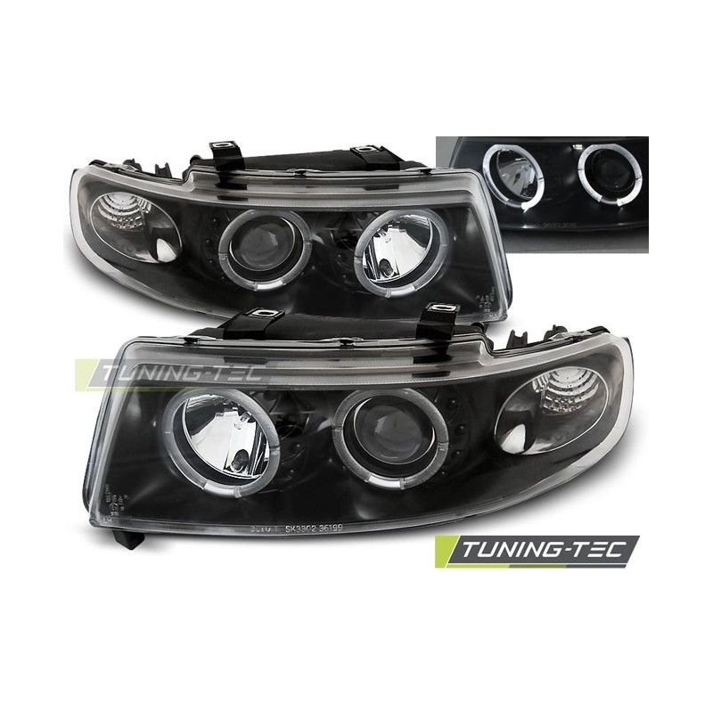 HEADLIGHTS ANGEL EYES BLACK fits SEAT LEON / TOLEDO 04.99-08.04, Leon I 99-06