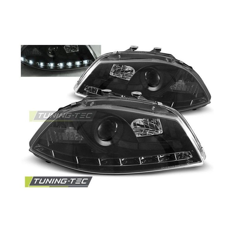 HEADLIGHTS DAYLIGHT BLACK fits SEAT IBIZA 6L 04.02-08, Ibiza 6L 02-08