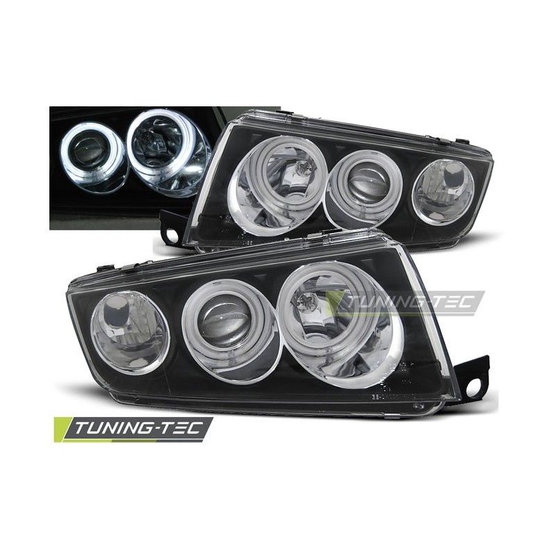 HEADLIGHTS ANGEL EYES BLACK fits SKODA FABIA I 12.99-08, Fabia I 99-07