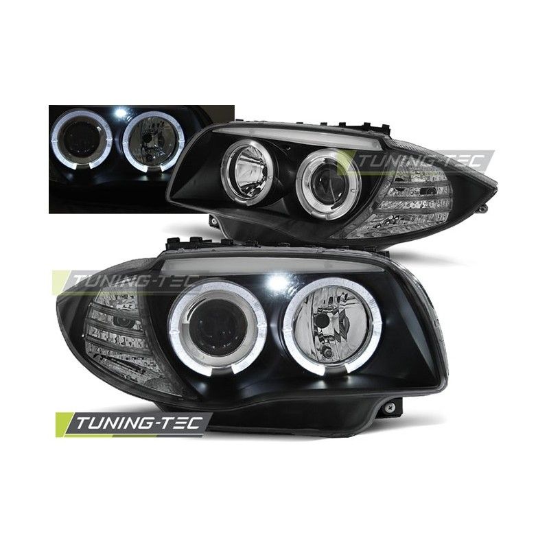 HEADLIGHTS ANGEL EYES BLACK fits BMW 1 E87/E81/82/88 04-11, Serie 1 E81/E87