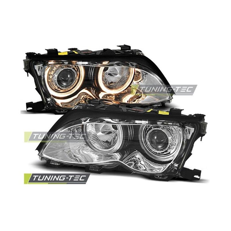 HEADLIGHTS ANGEL EYES CHROME fits BMW E46 09.01-03.05 S/T, Eclairage Bmw