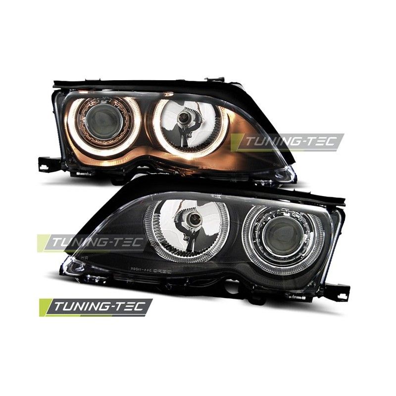 HEADLIGHTS ANGEL EYES BLACK fits BMW E46 09.01-03.05 S/T, Eclairage Bmw