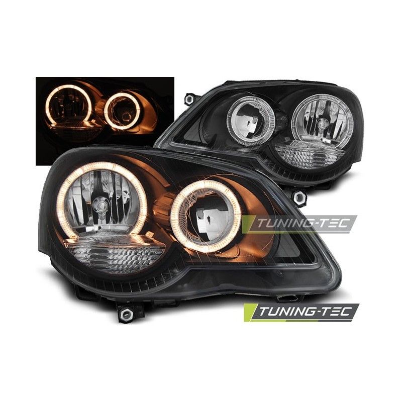 HEADLIGHTS ANGEL EYES BLACK fits VW POLO 9N3 04.05-09, Polo IV 9N/9N3 01-09