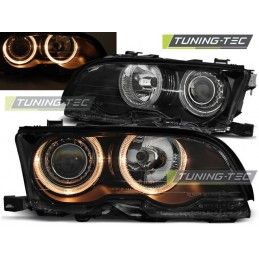 HEADLIGHTS ANGEL EYES BLACK fits BMW E46 09.01-03.03 COUPE CABRIO, Serie 3 E46 Coupé/Cab