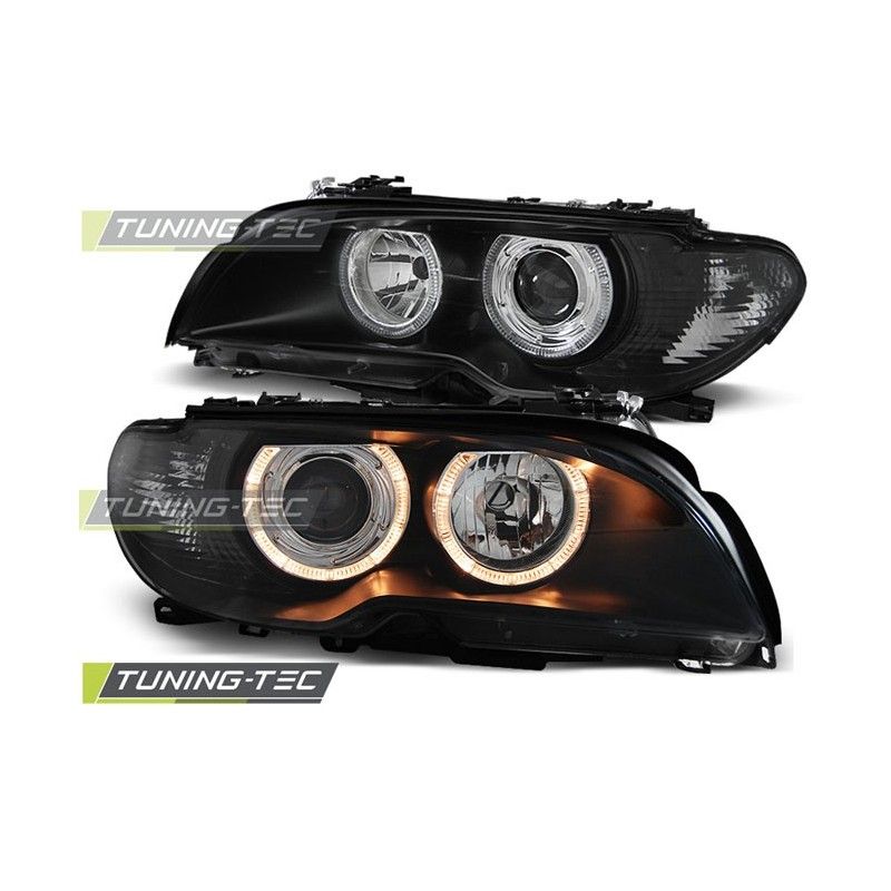 HEADLIGHTS ANGEL EYES BLACK fits BMW E46 04.03-06 COUPE CABRIO, Serie 3 E46 Coupé/Cab