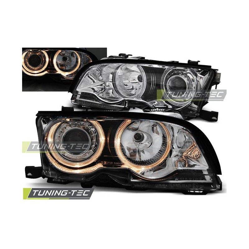 HEADLIGHTS ANGEL EYES CHROME fits BMW E46 09.01-03.03 COUPE CABRIO, Serie 3 E46 Coupé/Cab