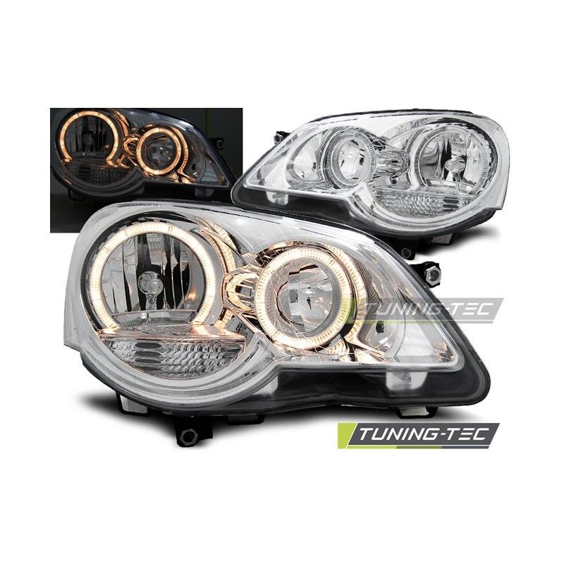 HEADLIGHTS ANGEL EYES CHROME fits VW POLO 9N3 04.05-09, Polo IV 9N/9N3 01-09