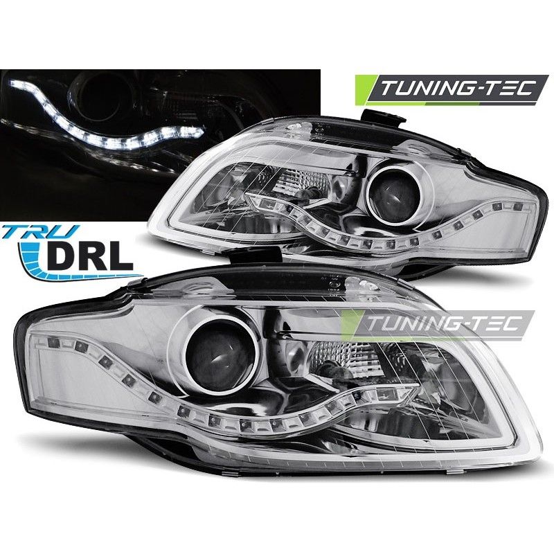 HEADLIGHTS TRUE DRL CHROME fits AUDI A4 B7 11.04-03.08, A4 B7 04-08