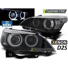 XENON HEADLIGHTS D2S ANGEL EYES CCFL BLACK fits BMW E60/E61 03-04, Serie 5 E60/61