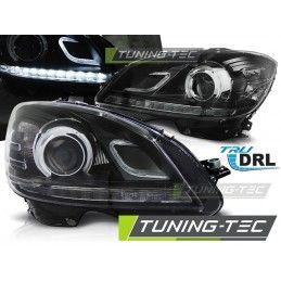 HEADLIGHTS TRUE DRL BLACK fits MERCEDES W204 07-10, Classe C W204