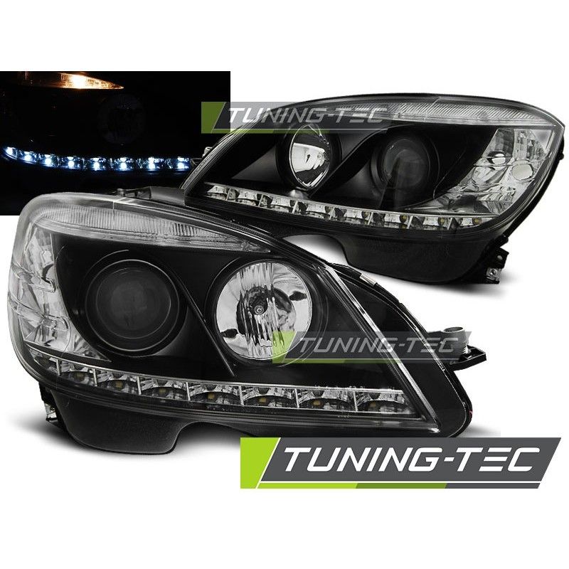 HEADLIGHTS DAYLIGHT BLACK fits MERCEDES W204 07-10, Classe C W204