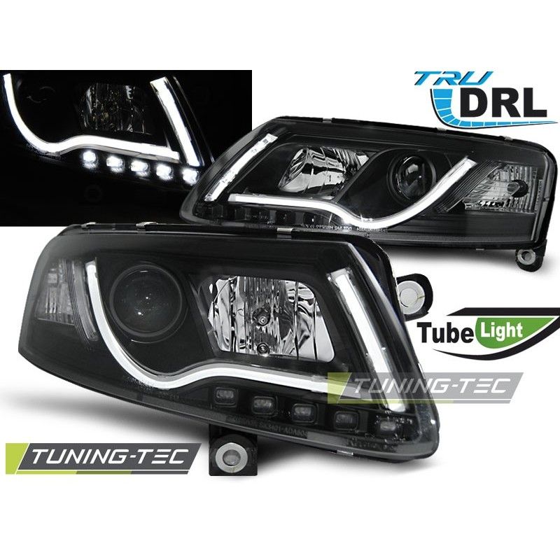 HEADLIGHTS TUBE LIGHT DRL BLACK fits AUDI A6 C6 04.04-08, A6 4F C6 04-10