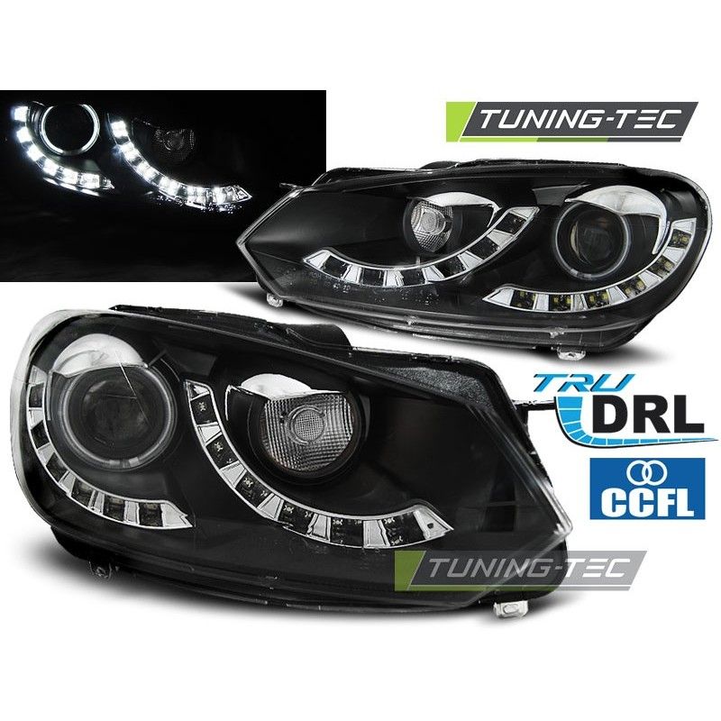 HEADLIGHTS DUAL TRUE DRL BLACK fits VW GOLF 6 10.08-12, Golf 6