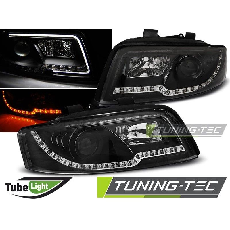 HEADLIGHTS TUBE LIGHT BLACK fits AUDI A4 10.00-10.04, A4 B6 00-05