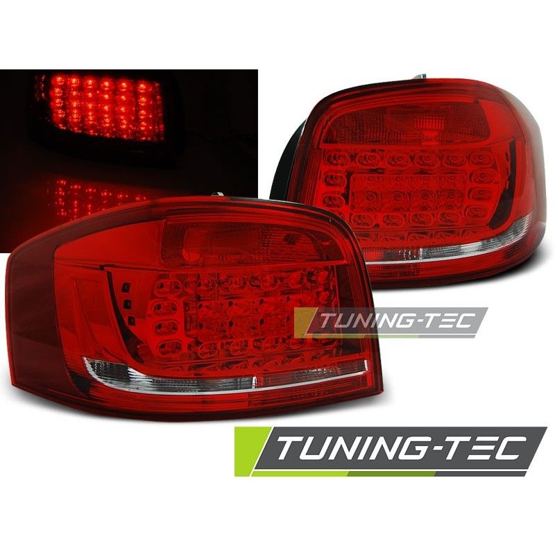 LED TAIL LIGHTS RED WHITE fits AUDI A3 08-12, A3 8V 12-16