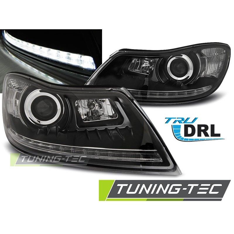 HEADLIGHTS TRUE DRL BLACK fits SKODA OCTAVIA 09-12, Octavia II 04-13