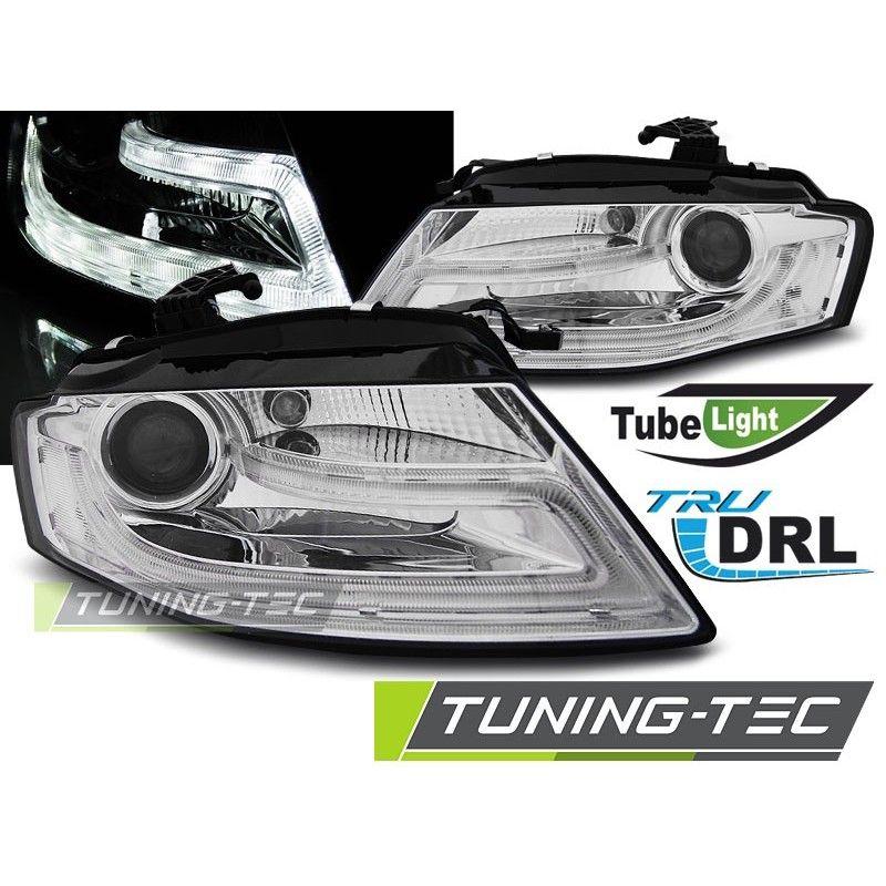 HEADLIGHTS TRUE DRL CHROME fits AUDI A4 B8 04.08-11, A4 B8 08-11