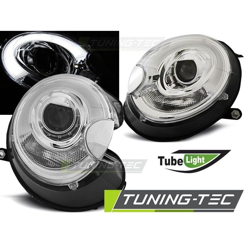 HEADLIGHTS TUBE LIGHT CHROME fits BMW MINI (COOPER) 06-14, Cooper R55/R56/R57 07-13