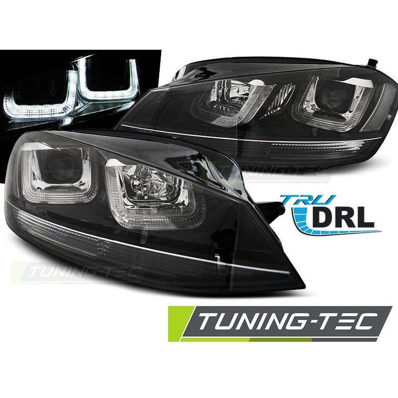 HEADLIGHTS U-LED LIGHT BLACK WITH BLACK LINE fits VW GOLF 7 11.12-17 , Golf 7