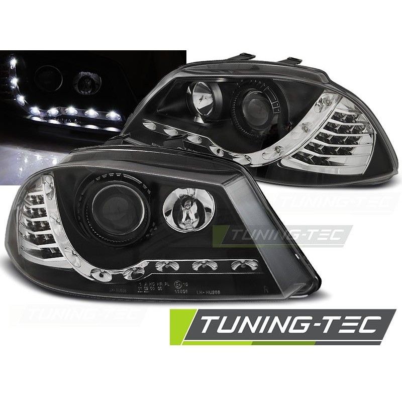 HEADLIGHTS DAYLIGHT BLACK fits SEAT IBIZA 6L 04.02-08, Ibiza 6L 02-08