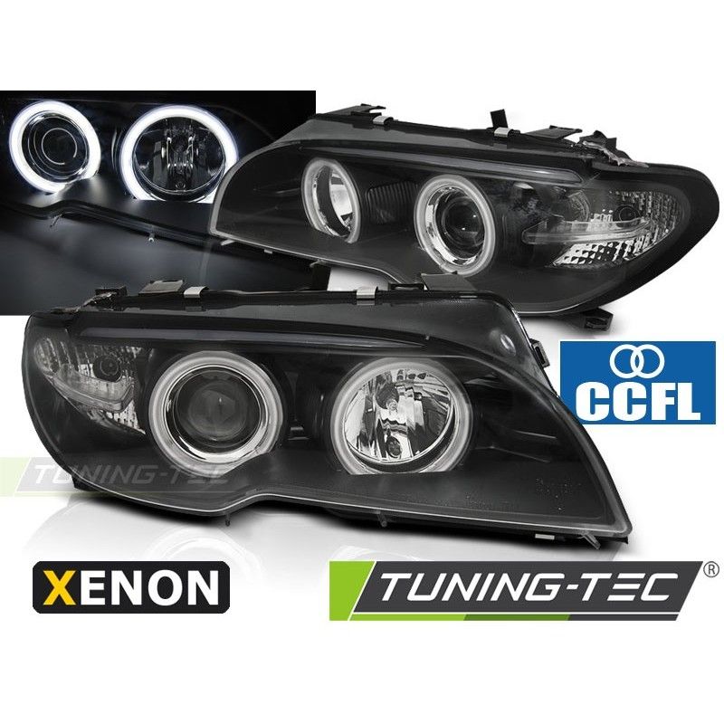 XENON HEADLIGHTS ANGEL EYES CCFL BLACK fits BMW E46 04.03-06 COUPE CABRIO, Serie 3 E46 Coupé/Cab