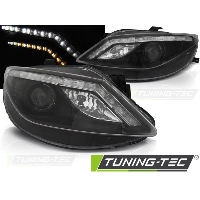 HEADLIGHTS DAYLIGHT BLACK with LED INDICATOR fits SEAT IBIZA 6J 06.08-12, Ibiza 6J 08-17