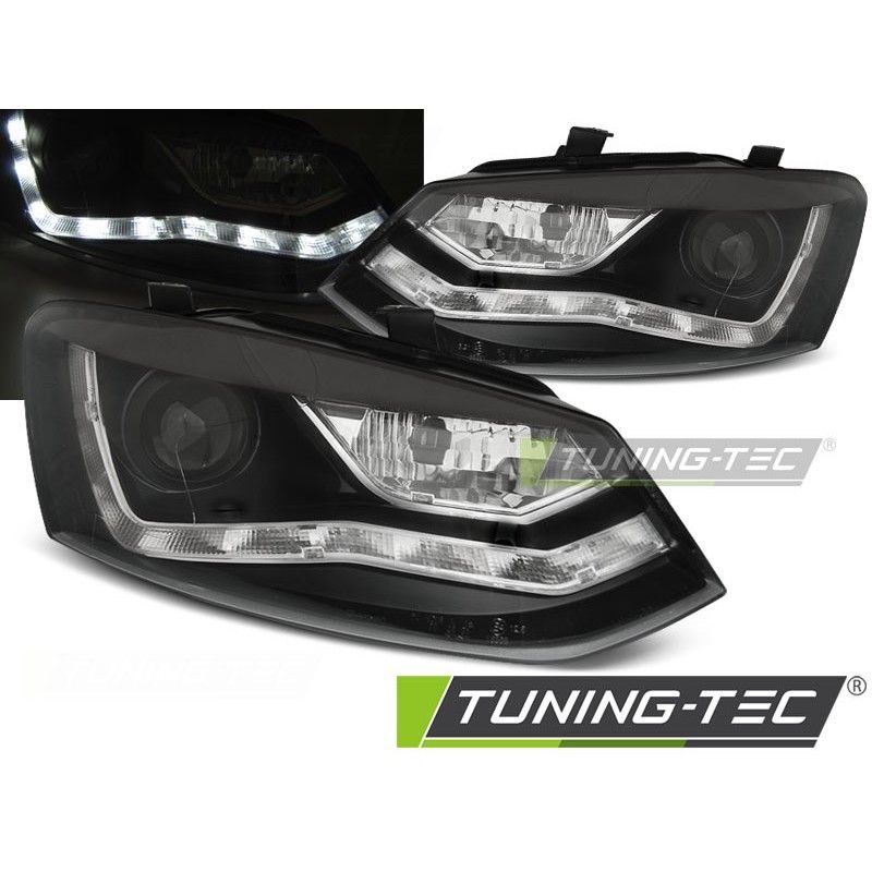 HEADLIGHTS DAYLIGHT BLACK fits VW POLO 6R 09-03.14, Polo V 6R 09-14