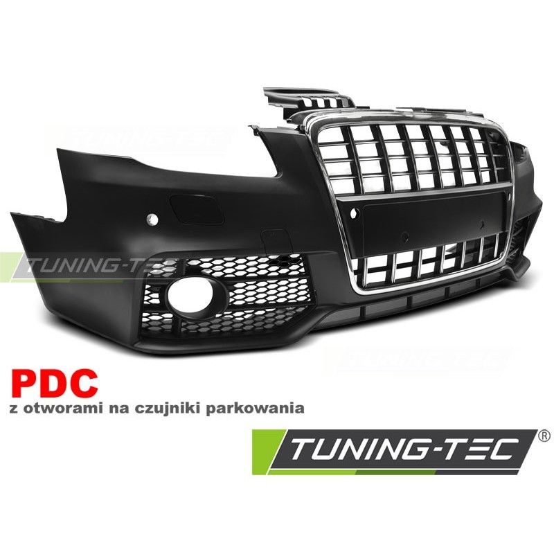 FRONT BUMPER SPORT CHROME BLACK PDC fits AUDI A4 04-08, Audi A4