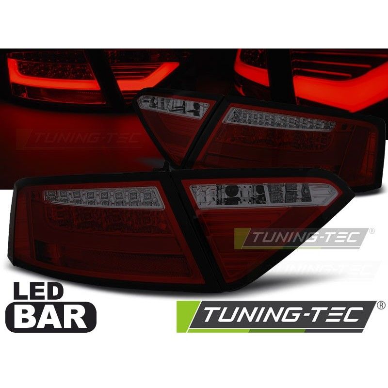 LED BAR TAIL LIGHTS RED SMOKE fits AUDI A5 07-06.11, A5 8T 07-16