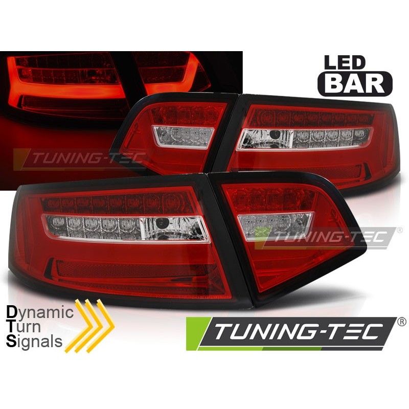 LED BAR TAIL LIGHTS RED WHIE SEQ fits AUDI A6 08-11 SEDAN, A4 B8 08-11