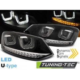 HEADLIGHTS U-LED LIGHT BLACK SEQ fits VW POLO 6R 09-03.14, Polo V 6R 09-14