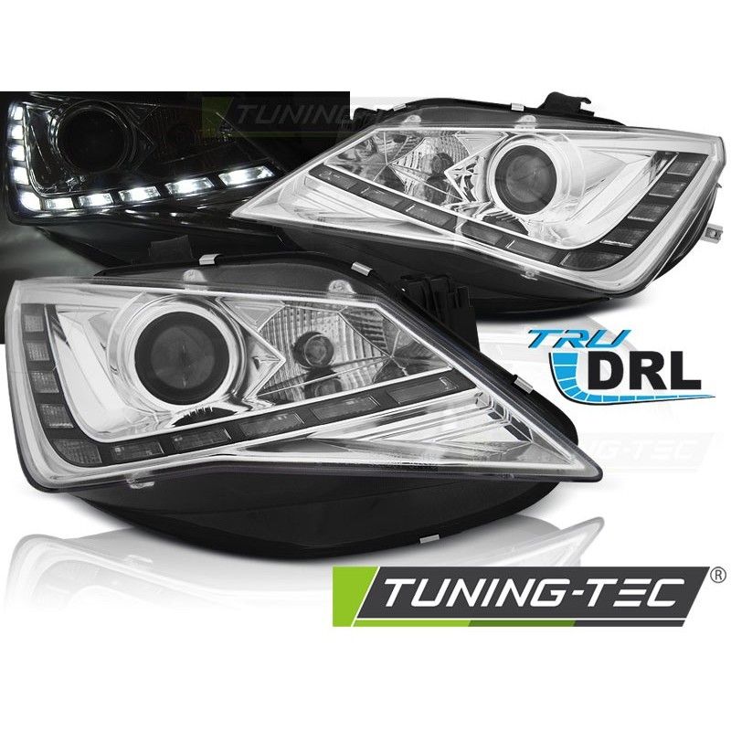 HEADLIGHTS TRUE DRL CHROME fits SEAT SEAT IBIZA 6J 12-15, Ibiza 6J 08-17