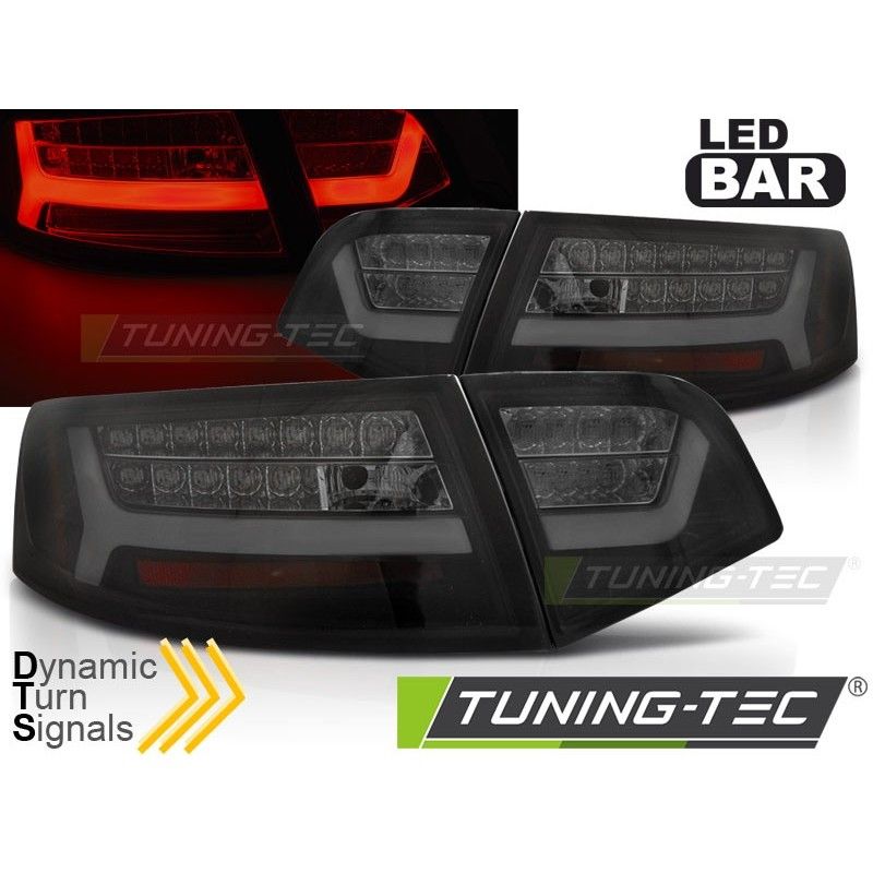 LED BAR TAIL LIGHTS BLACK SMOKE SEQ fits AUDI A6 08-11 SEDAN, A4 B8 08-11