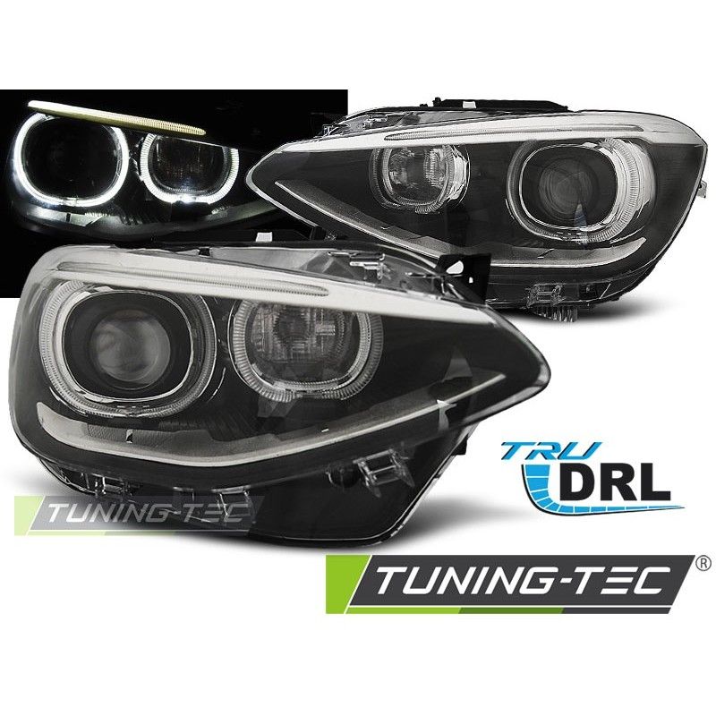 HEADLIGHTS TRUE DRL BLACK fits BMW F20 / 21 11-12.14, Serie 1 F20