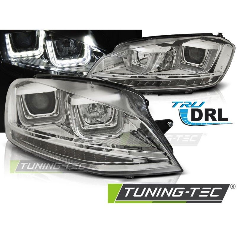 HEADLIGHTS U-LED LIGHT DRL CHROME fits VW GOLF 7 11.12-17 , Golf 7 HEADLIGHTS U-LED LIGHT DRL CHROME fits VW GOLF 7 11.12-17 , Golf 7