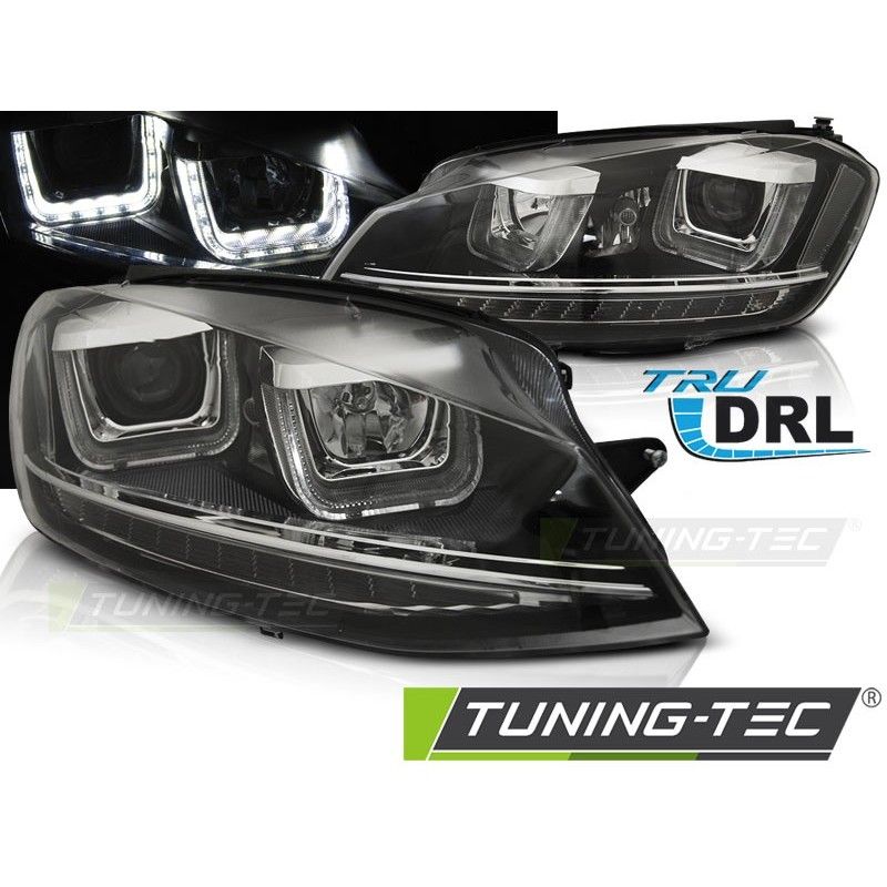 HEADLIGHTS U-LED LIGHT DRL BLACK fits VW GOLF 7 11.12-17, Golf 7