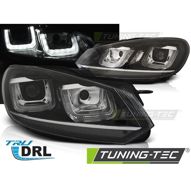 HEADLIGHTS U-LED LIGHT DRL BLACK CHROME LINE fits VW GOLF 6 08-12, Golf 6