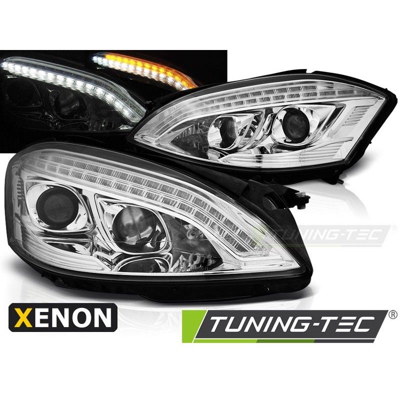 XENON HEADLIGHTS DAYLIGHT CHROME fits MERCEDES W221 05-09, Classe S W221