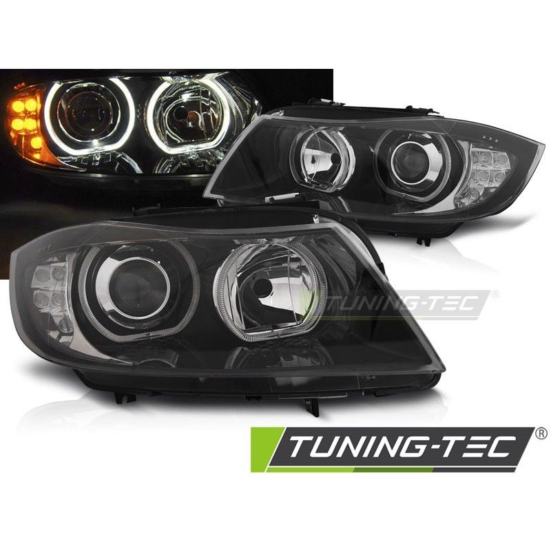 HEADLIGHTS ANGEL EYES LED INDICATOR BLACK fits BMW E90/E91 03.05-11, Serie 3 E90/E91