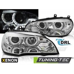 XENON HEADLIGHTS ANGEL EYES LED DRL CHROME fits BMW X5 E70 07-10, Bmw